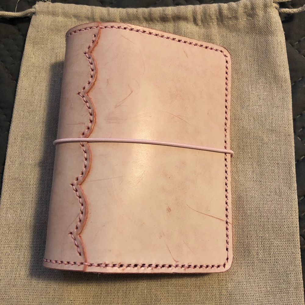 NEW Pellestudio wax leather pocket planner in pink